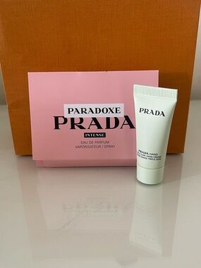 Prada Paradoxe Pink Sample with White Prada Hand Cream
